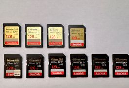 10 x SanDisk SD Cards 128GB