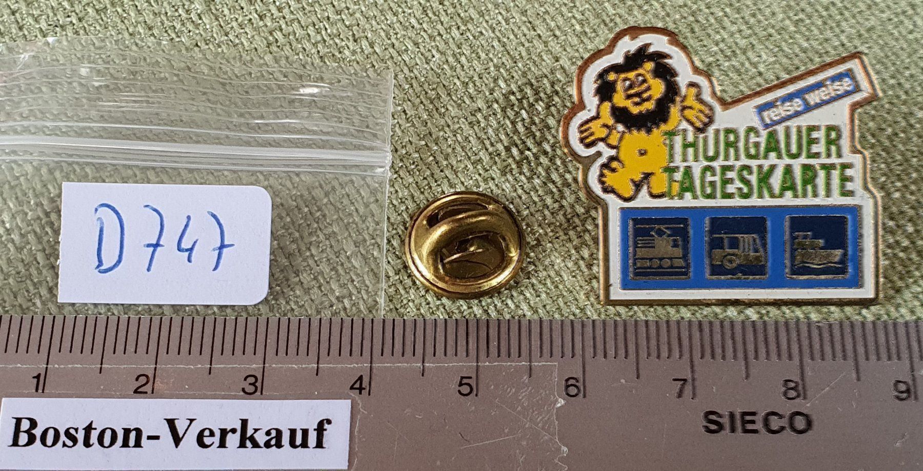 Placchette & Badge: D747 - Pin Löwe Thurgauer Tageskarte ÖV – Usato da Reinach BL venduto da Boston-Verkauf 2