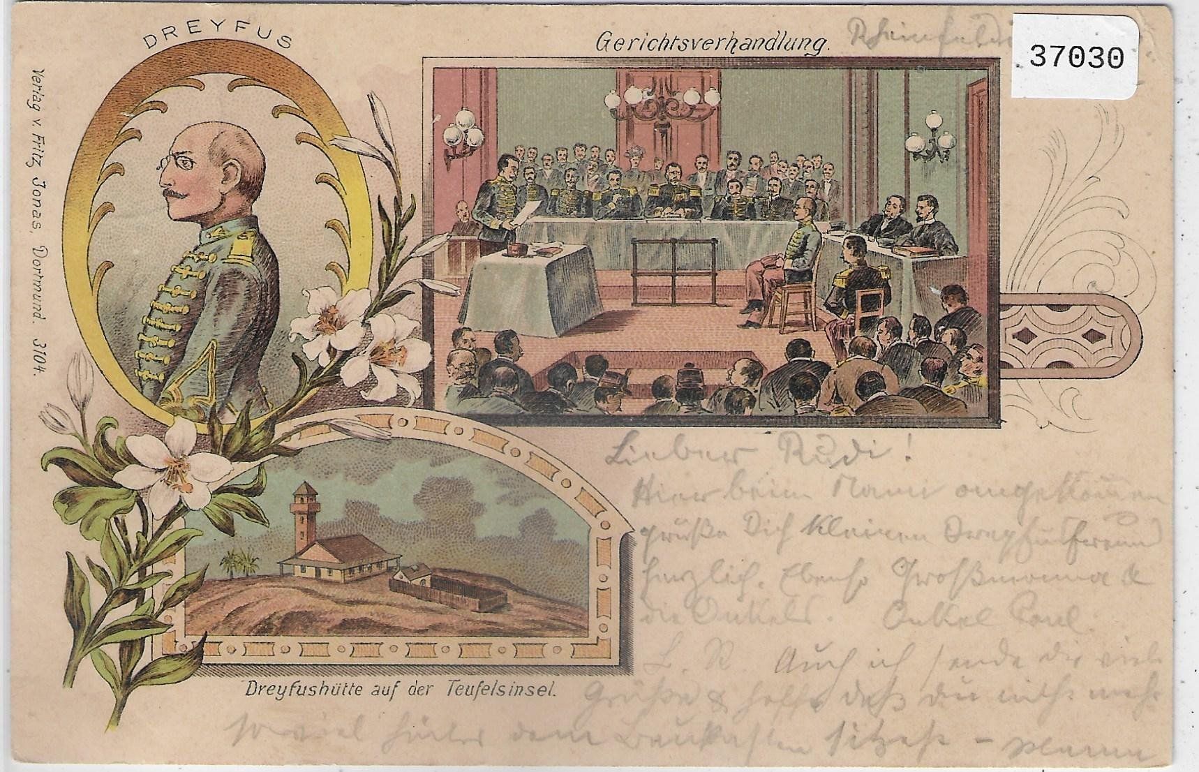 Cartoline postali: Dreyfus - Gerichtsverhandlung - Dreyfushütte Teufelsinsel – Usato da Ettingen venduto da Kartenplanet