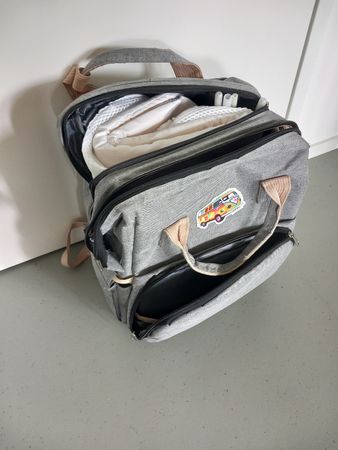 Wickeltasche mit Bettchen Funktion Grau guter Zustand