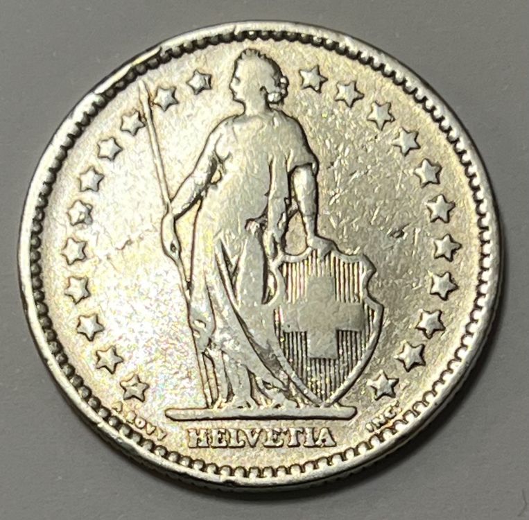 Tutti le monete: 2 Franken - stehende Helvetia - 1901 B – Usato da Dietikon venduto da Numis8953 1