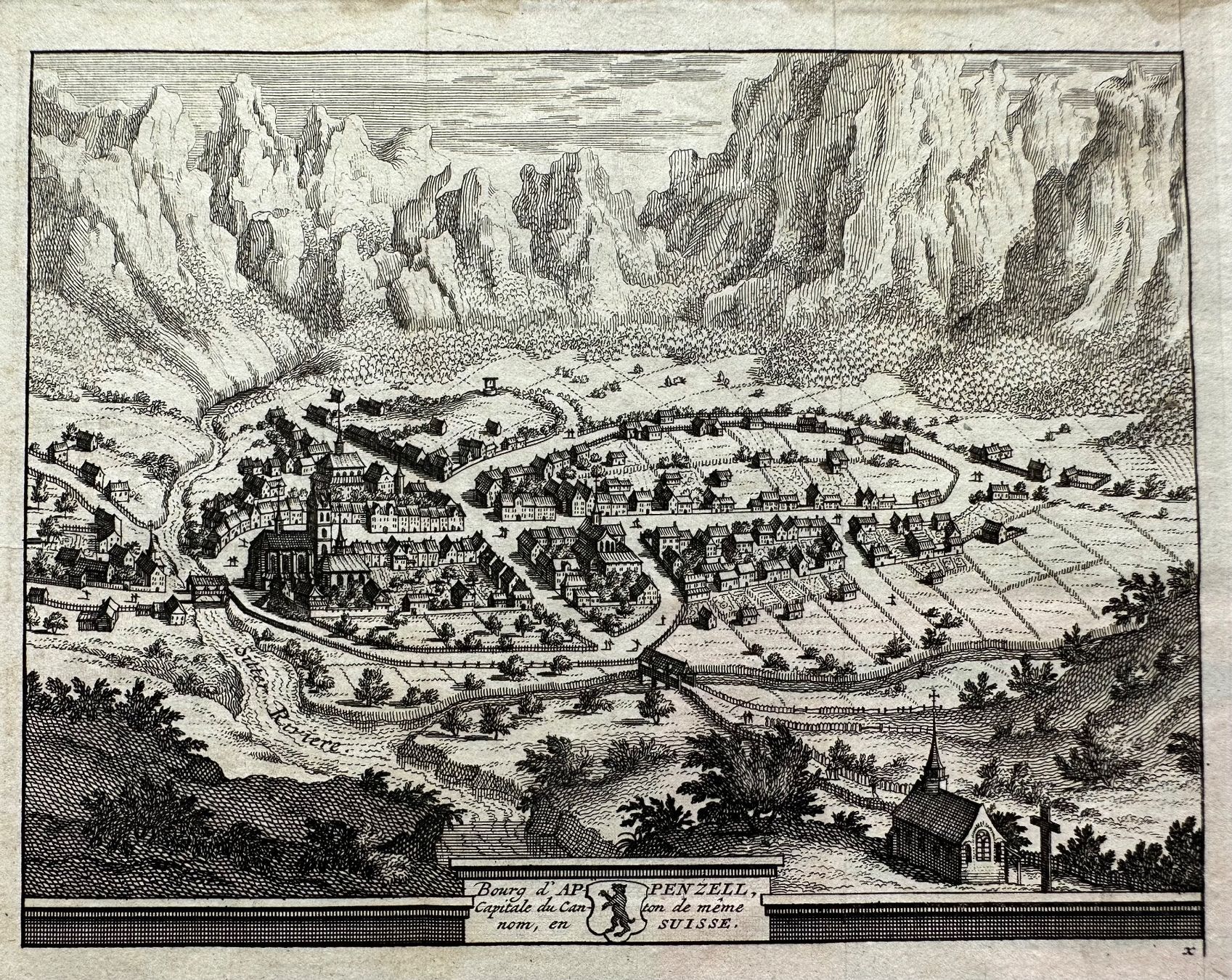 Incisioni: Appenzell Kupferstich von 1714 – Usato da Oberuzwil venduto da Crystall0