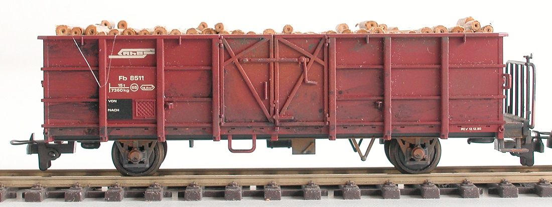 Bemo Modellini di ferrovie: Bemo 2 offene Güterwagen Fb der RhB Spur H0m – Usato da Oberwil BL venduto da Klang 2