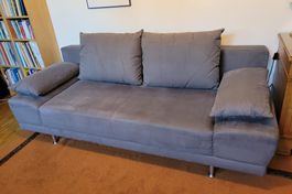 Ausziehbares Schlafsofa für 1-2 Personen, grau, mit Kissen
