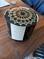 Vintage Schmuckdose, schwarz-weiss, rund, gold