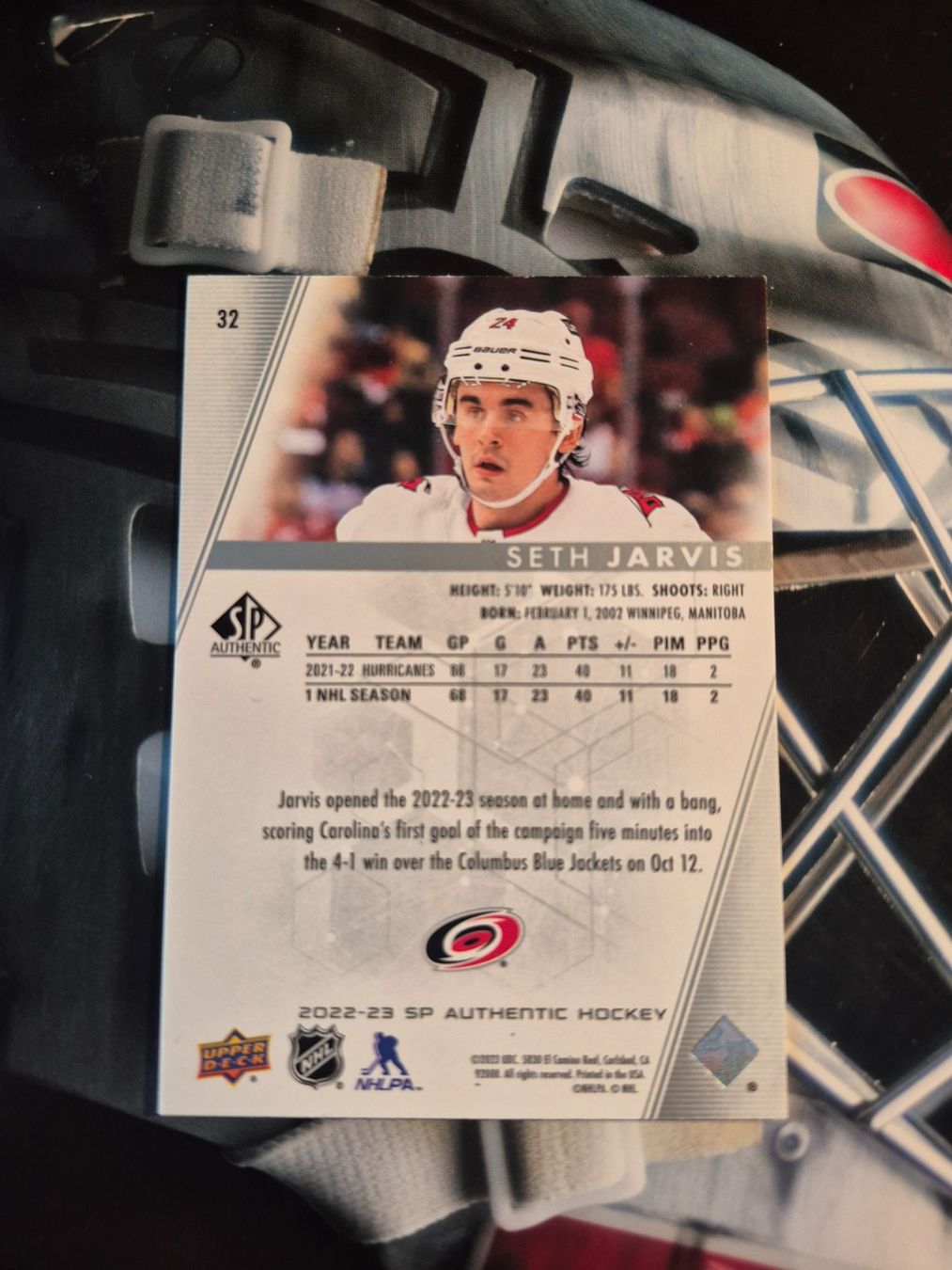 NHL Carte collezionabili: NHL Seth Jarvis Carolina Hurricanes – Usato da Treiten venduto da Sauber73 1