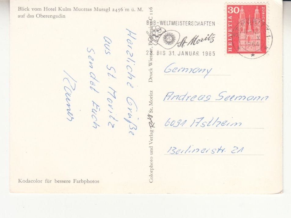 Ansichtskarten: Muottas Muragl 1964 – Gebraucht aus Bürglen TG von StampGraf 1