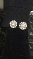 Ohrclips , Blumen mit Strass und Perle