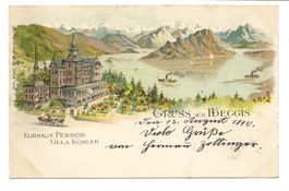 Gruss aus Weggis (LU) Kurhaus Villa Köhler Litho 1899 rar !