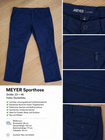 MEYER Sporthose dunkelblau Grösse 46 neu mit Etikett