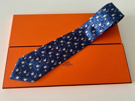 Cravate HERMES-Paris „Fish & Moon“ - avec box original