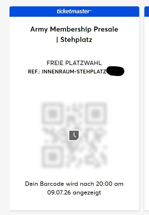 Biglietti: 1x BTS München 11.07.2026 Stehplatz Ticket – Nuovo (secondo la descrizione) da Bern venduto da cj2q 2