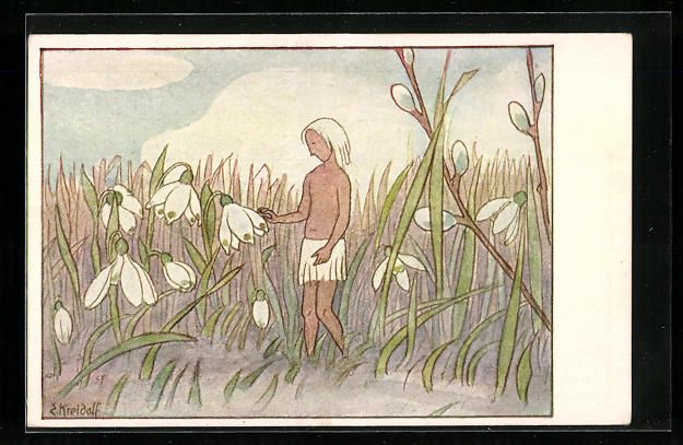 Cartes postales: Ernst Kreidolf: Kleiner Junge im Maigl – D'occasion à Berlin par bartko-reher