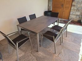 Gartentisch mit 6 Stühlen (Edelstahl & Kunststoff)