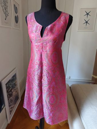 Antoine et Lili pink paisley sleeveless vneck shift 1 S