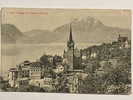 Historische Ansichtskarte Weggis mit Pilatus