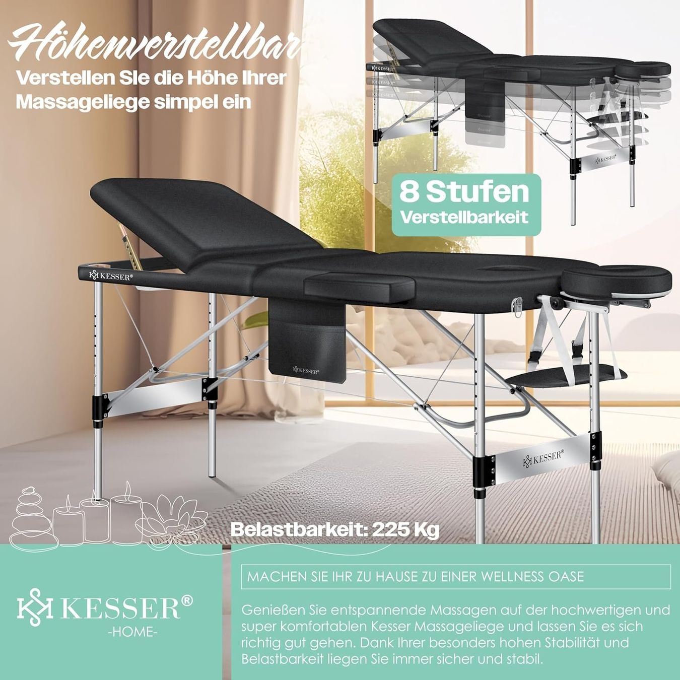 Lettini & sedie per cosmetici: KESSER 3 Zonen Massageliege Schwarz 80cm – Nuovo e nell'imballaggio originale da Bottighofen venduto da zaap 1