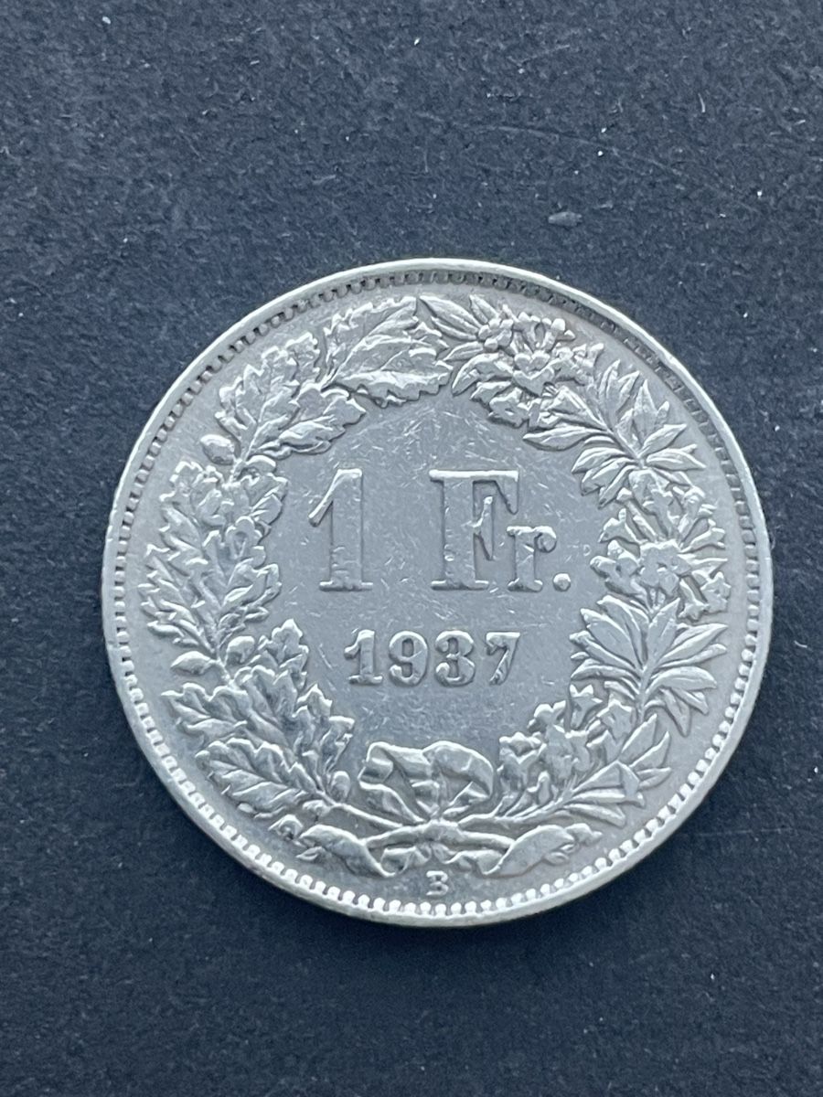 Alle Münzen: 1.- Silber CH Jahr 1937 – Gebraucht aus Meierskappel von Hala03