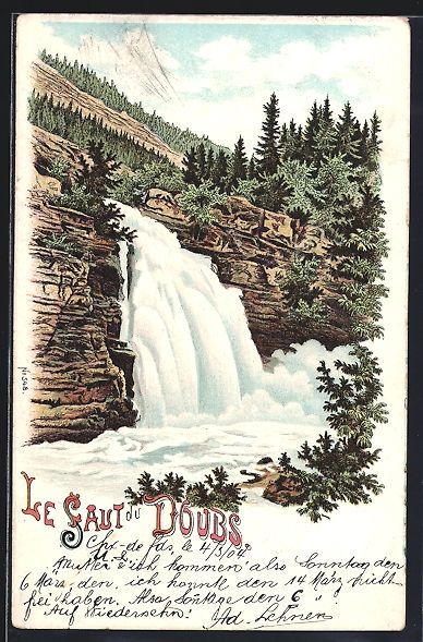 Cartoline postali: Litho Les Brenets, Le Saut du Doubs – Usato da Berlin venduto da bartko-reher