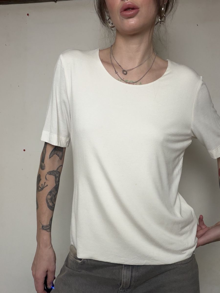 T-shirts: basic boxy T-Shirt Kurzarm Creme Grösse 44/46 – D'occasion à Knonau par Grapesvintage 3