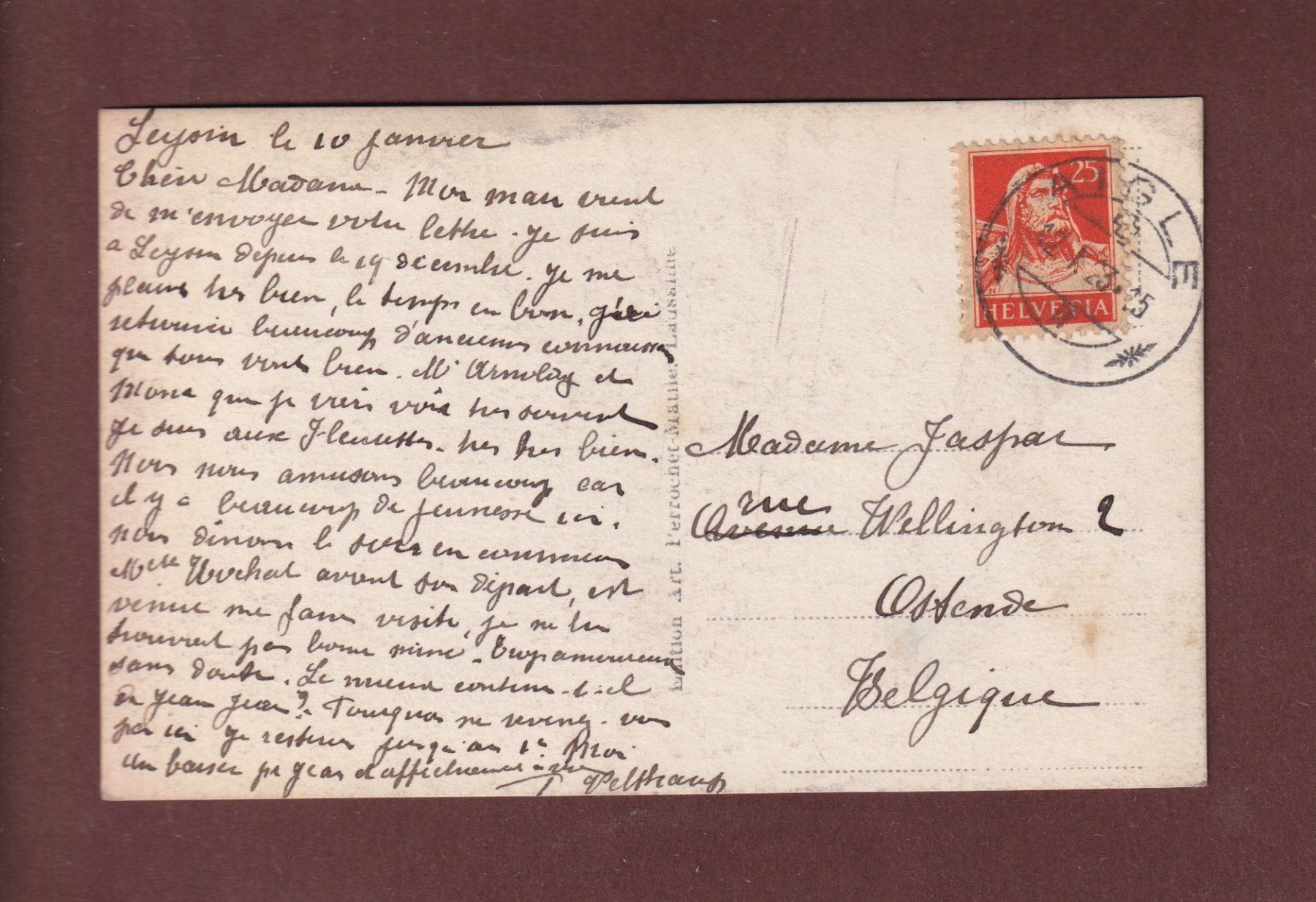 Cartoline postali: LEYSIN - Eglise Catholique - 1923 – Usato da Pully venduto da nicecards-shop 1