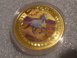1 Pferde Münze Goldfarben Material Eisen
