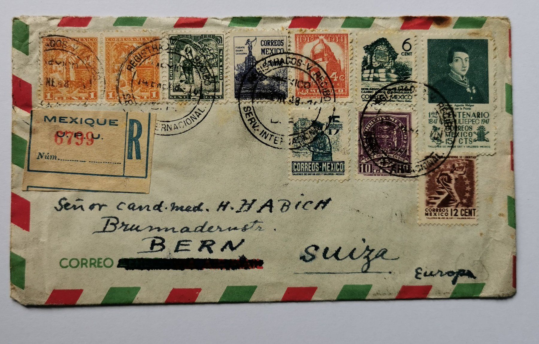 Tutti i francobolli: Mexiko-Beleg 1948 – Usato da Aadorf venduto da Chnorli-Furz