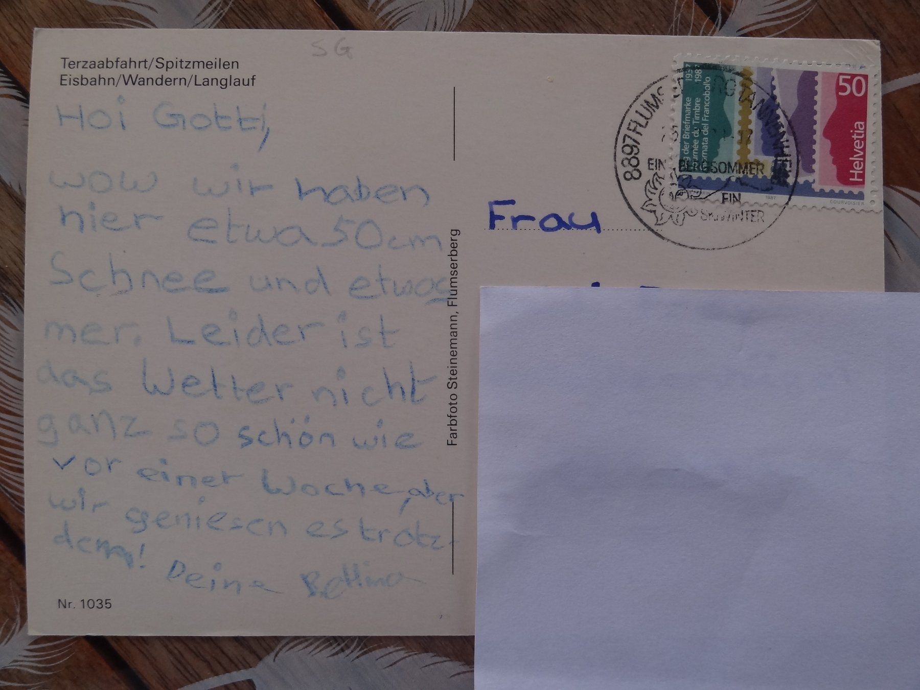 Cartoline postali: Flumserberg - SG - 1987 – Usato da St Léonard venduto da Riglin 1