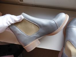 TEN POINTS LEDER STIEFELETTE HELLBLAU-GRAU - FABRIKNEU GR 38