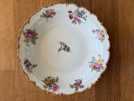Limoges Porzellan Schale, flache Schüssel, Blumen