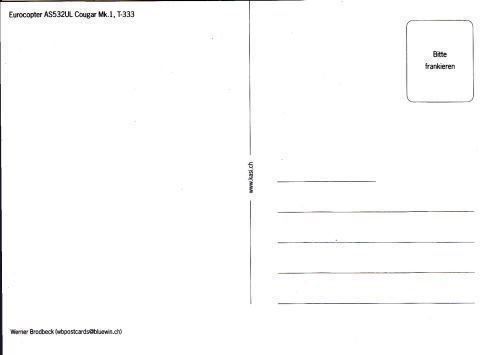 Cartoline postali: Ansichtskarte Cougar T-333 Swiss Air Force – Nuovo (secondo la descrizione) da Basel venduto da Dogana 1