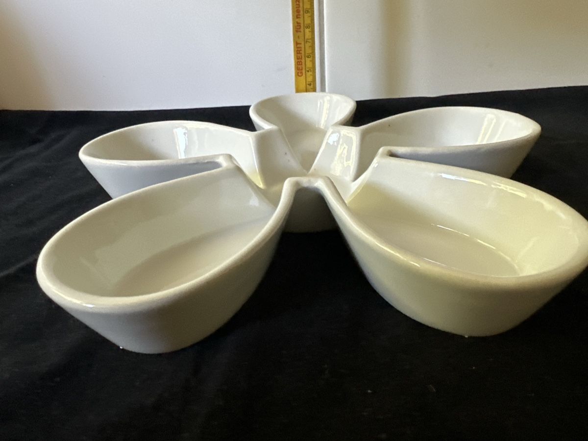 Ciotole: Keramik Schale,  Weiss Snackteller 5 Fächer ca. 25cm – Usato da Zürich venduto da Chaeffeler 3