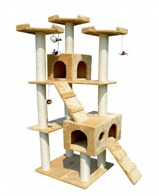 Go Pet Club Katzenbaum F701, 88,9 Cm Hoch, Beige/braun, Mit Sisal-Kratzbrett Und Sitzfläche