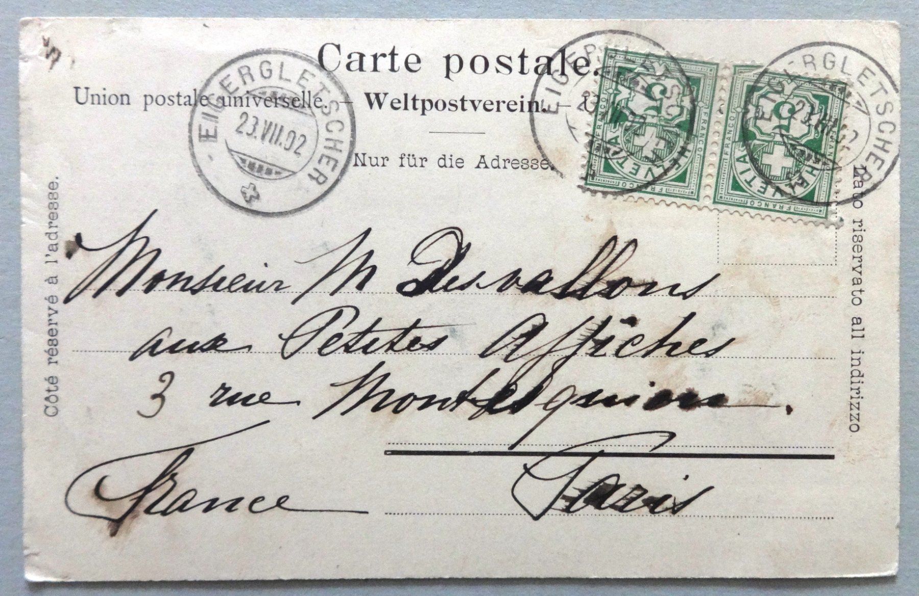 Cartoline postali: Wengen und die Jungfrau – Difettoso da Fétigny venduto da Billy2miny 1
