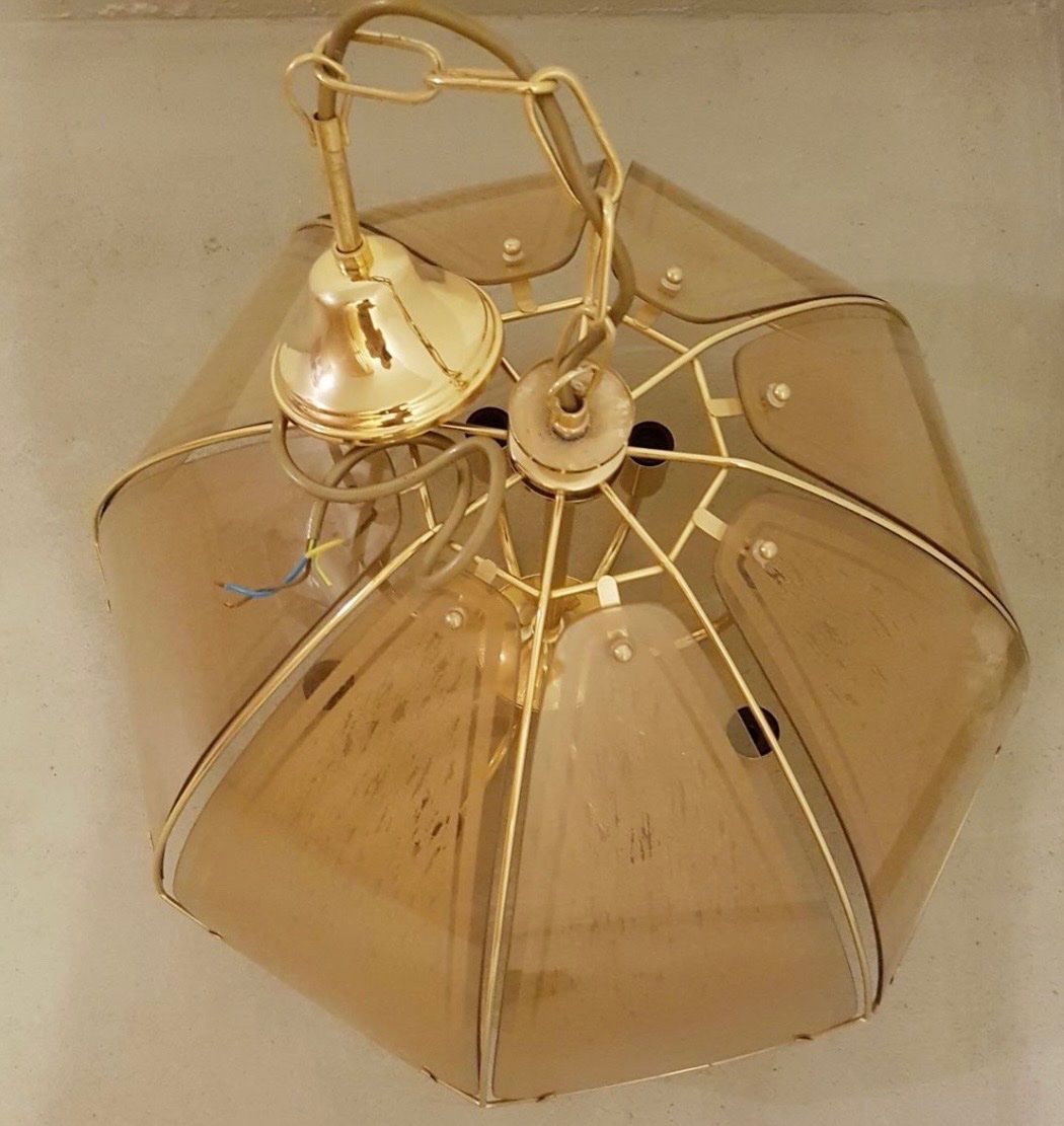 Kronleuchter & Deckenlampen: Rustikale Lampe aus Glas & Messing – Gebraucht aus Embrach von Laura2386