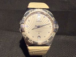 Omega Constellation Lederarmband Diamanten 24mm ...