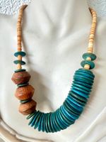 Vintage Ethno Statement Kette Kokos Edelholz - Sommer Unikat