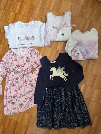 Mädchen Kleider und Pullover Einhorn Set gebraucht