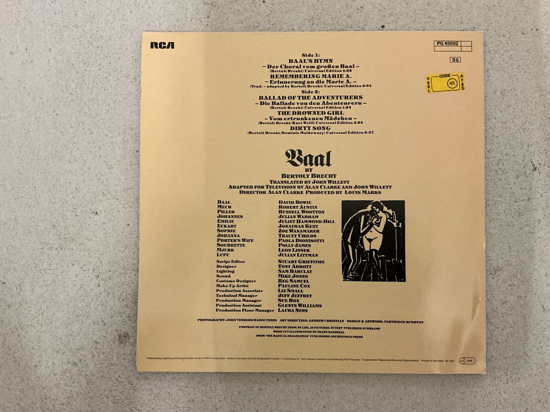 Vinyles: David Bowie  LP - in Bertolt Brecht's Baal – D'occasion à Winterthur par Tumko_7_Vinyl 2