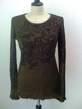 Vintage Christian Lacroix Pullover m Lurex u Rüsche noir L
