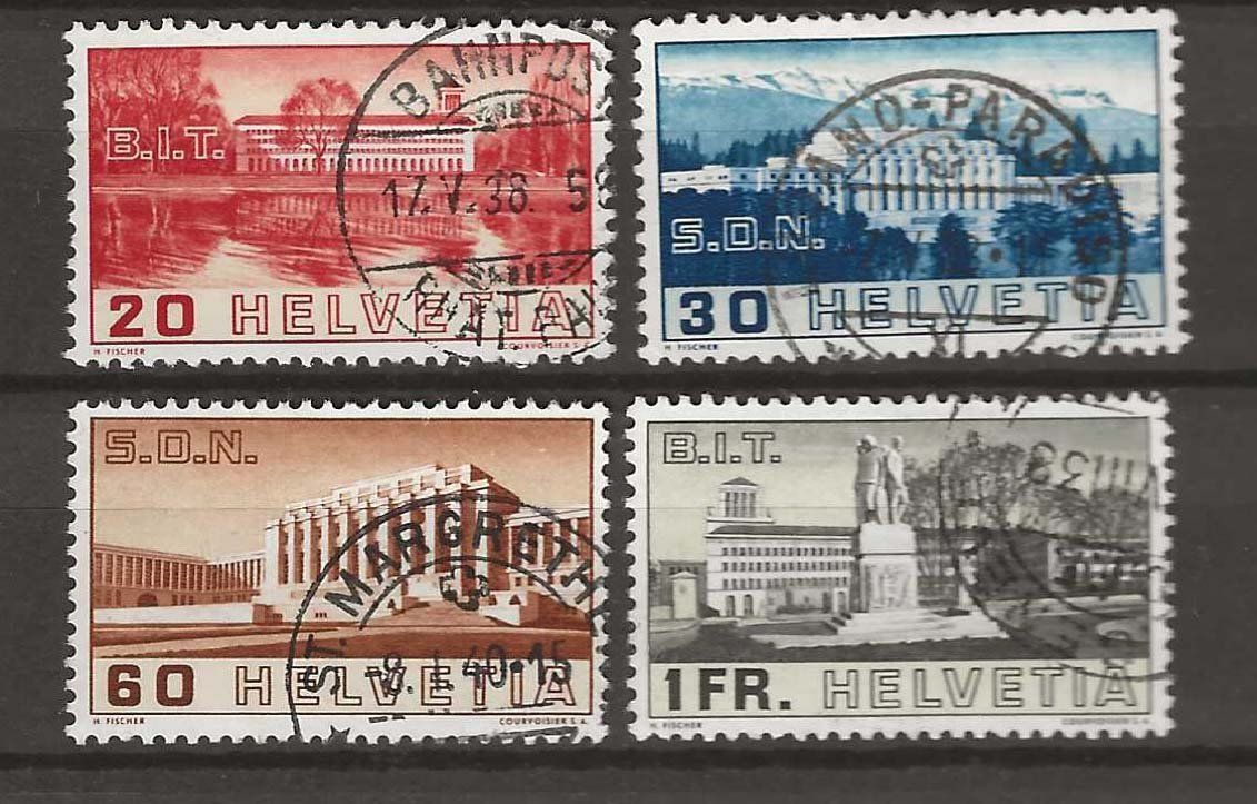 Tutti i francobolli: CH211 - Bâtiments SDN/BIT 1938 obl. – Usato da Trélex venduto da Phil_Albert