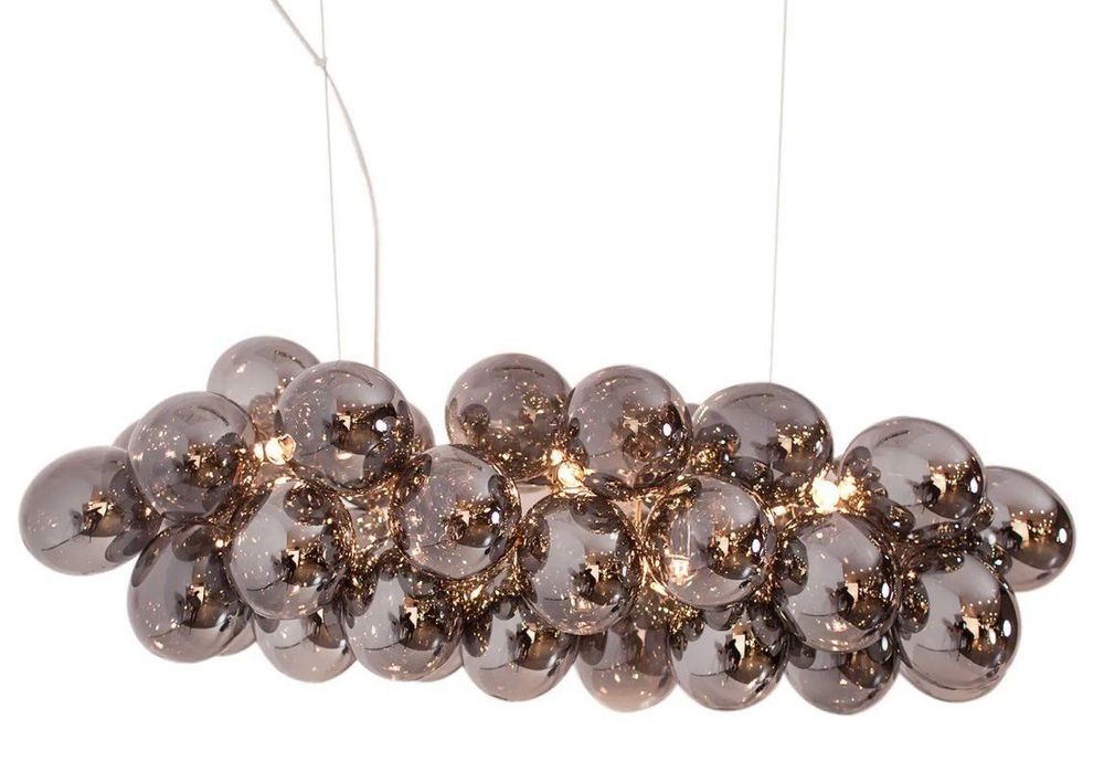 VARUS Pendelleuchte 3-flammig Mit Rauchfarbenen Glaskugeln – Chrom, Ø 51 Cm, Pendellänge 120 Cm, Für E27 Leuchtmittel