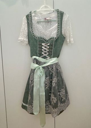 Dirndl Krüger Madl grün weiss mit Bluse