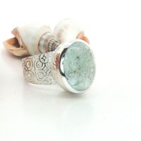 Sterling Ring mit Aquamarin – Unikat Grösse 58