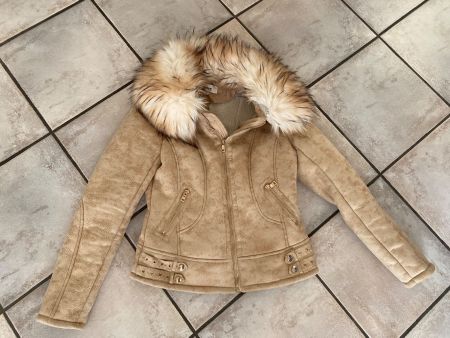 Winterjacke mit Kunstfell, Beige, Grösse S