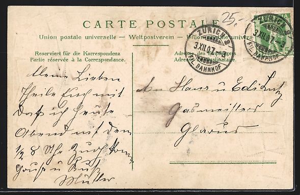 Ansichtskarten: Zürich, Teilansicht im Briefmarken-Pass – Gebraucht aus Berlin von bartko-reher 1