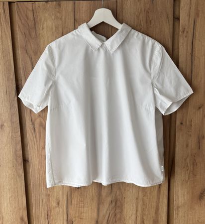Marc O'Polo DENIM Damen Bluse Gr. L Weiss Baumwolle Kurzarm 