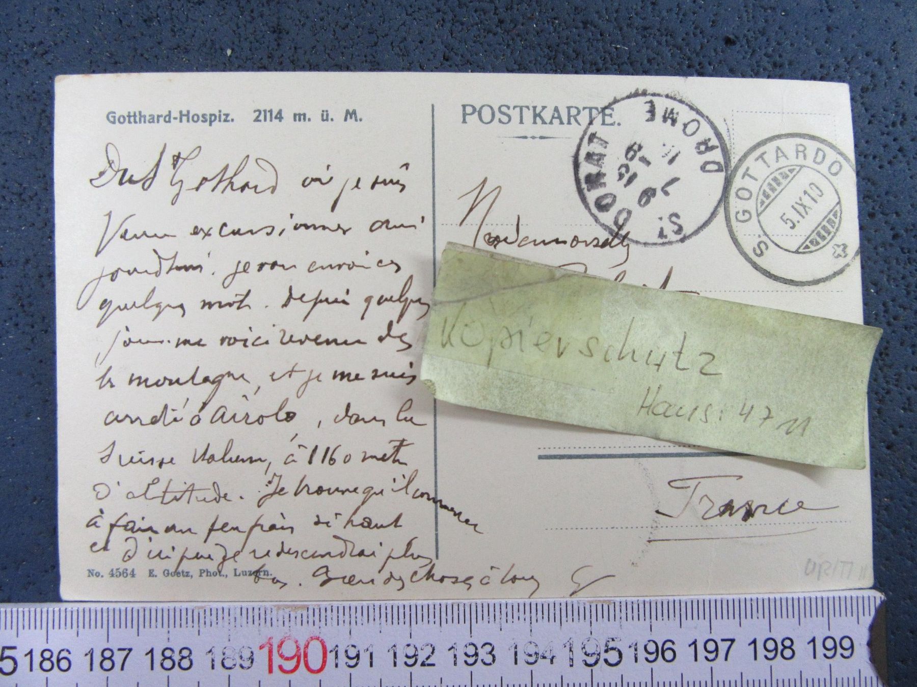 Cartoline postali: GOTTHARD HOSPIZ 1910 URI AK – Usato da Ettingen venduto da Hausi4711 1