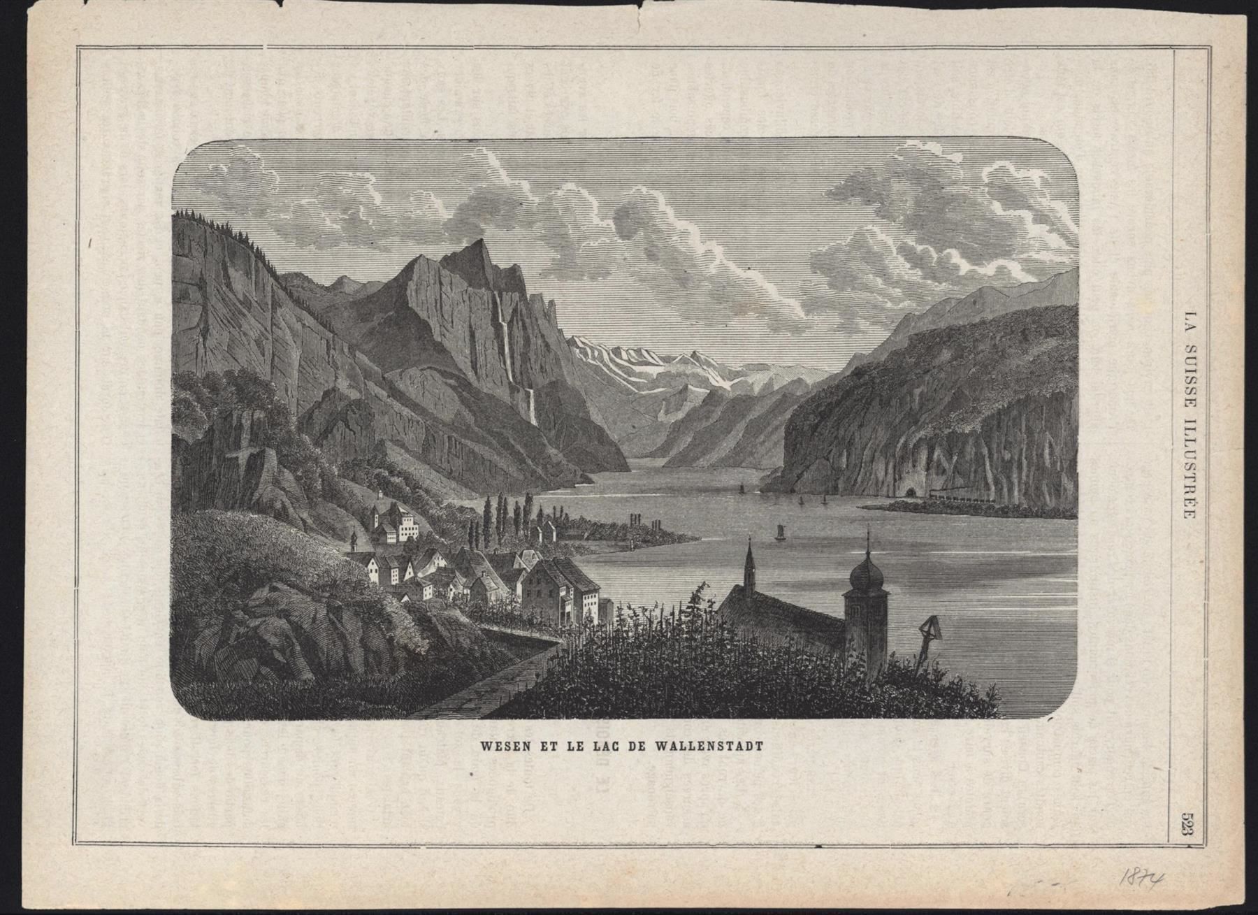 Stiche: Weesen Holzstich 1874 – Gebraucht aus Rafz von Helvet32
