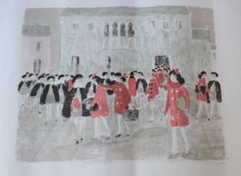 Anny Vonzun 1910-1990 Lithografie Schulklasse in Venedig